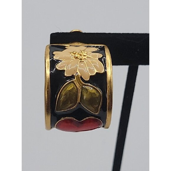 Karl Lagerfeld Tyrolean Clip On Earrings Oversized Signed Clip On Extremely Rare - Picture 4 of 16